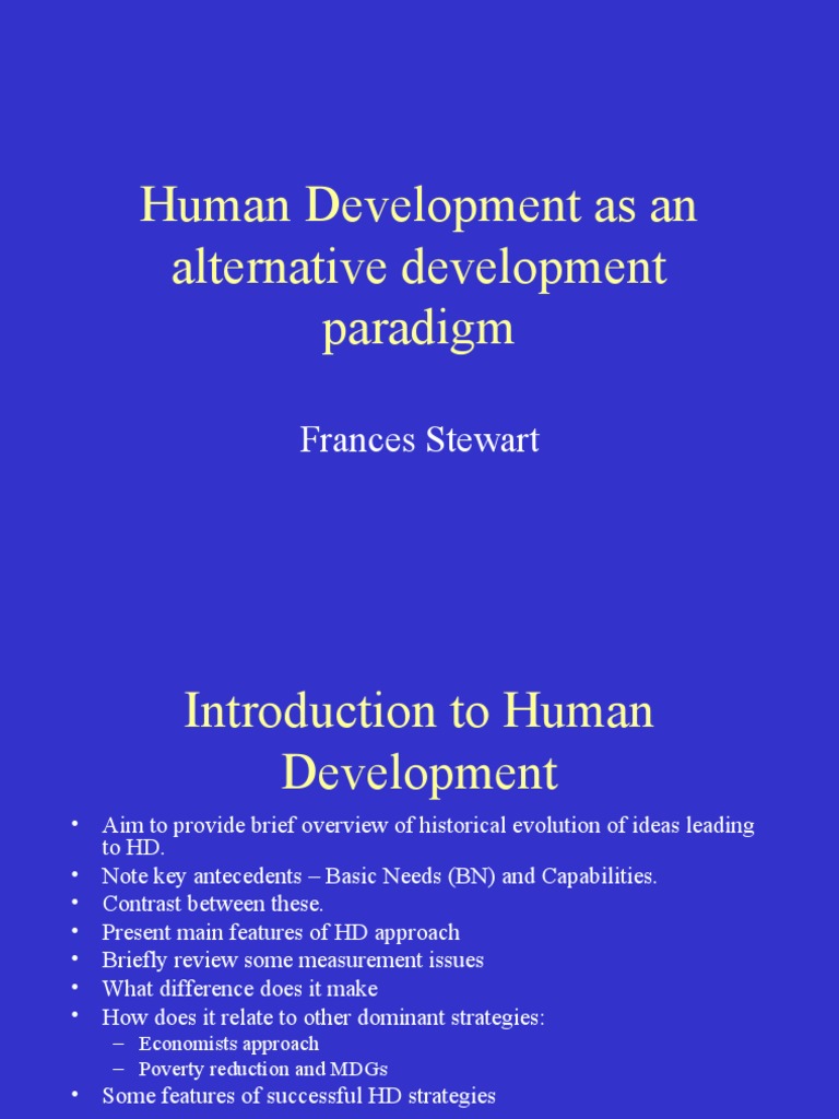 Human Development as an Alternative Paradigm | PDF | Human Development ...