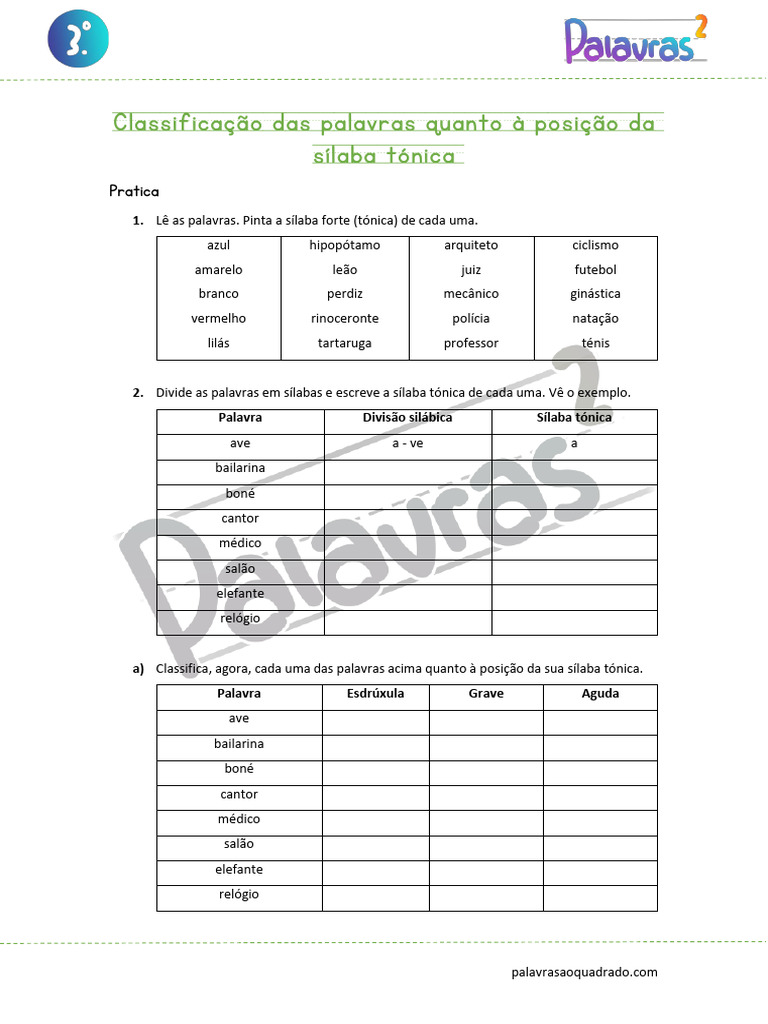Sílaba Tônica: Classificação e Prática | PDF | Sílaba | Fonética