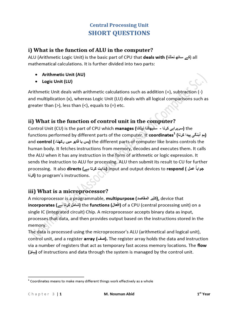 Understanding CPU Functions and Components | PDF | Central Processing ...