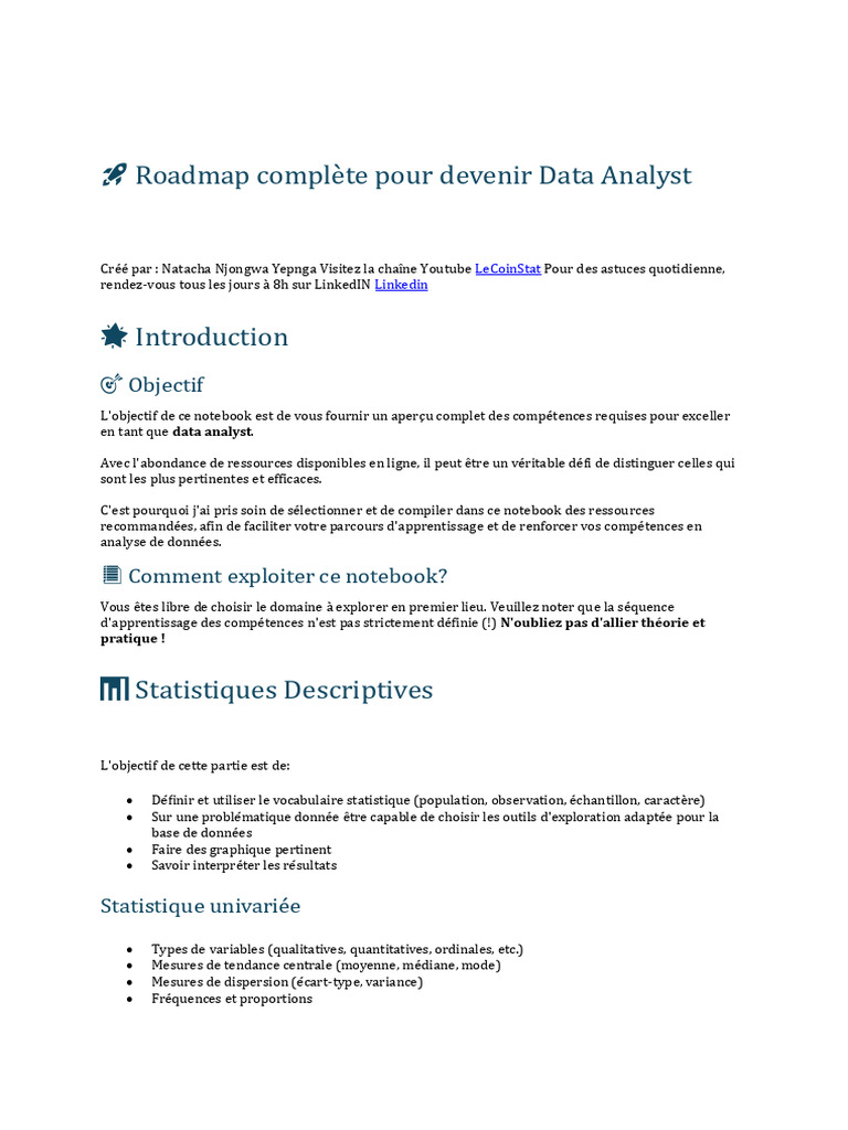 Guide complet pour devenir Data Analyst | PDF | Matrice (Mathématiques ...