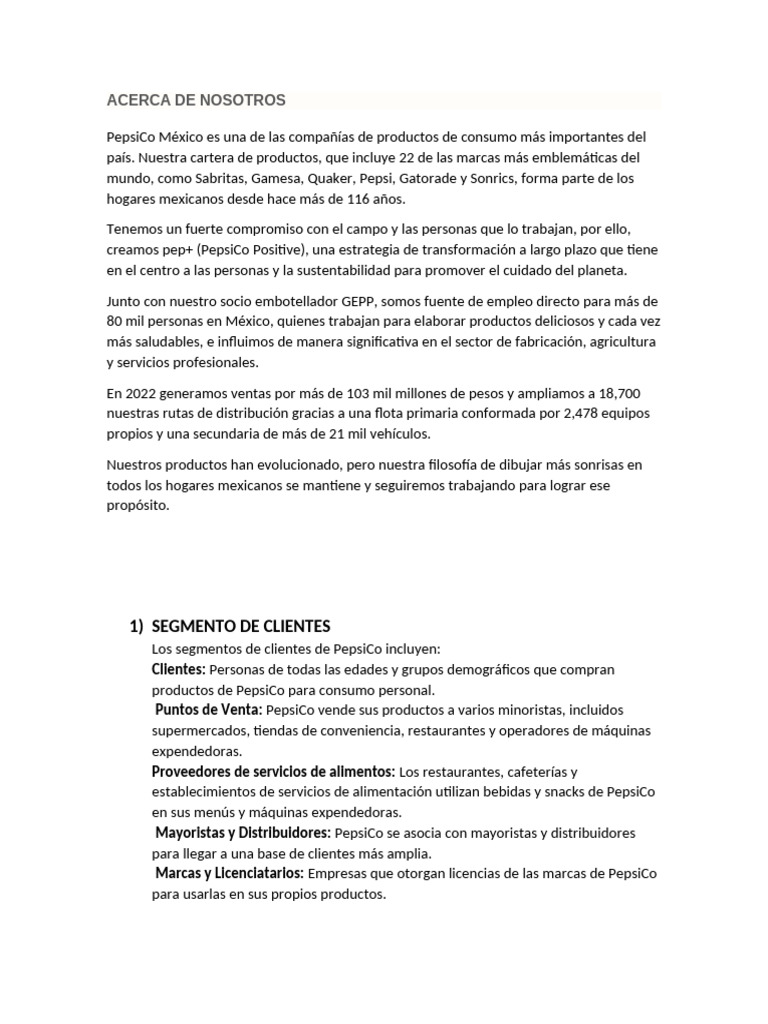 PepsiCo México: Innovación y Sostenibilidad | PDF | Pepsi Co | Al por menor