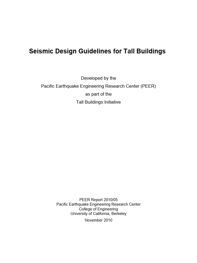 Seismic Design Guidelines For Tall Buildings - PEER, Bozorgnia ...