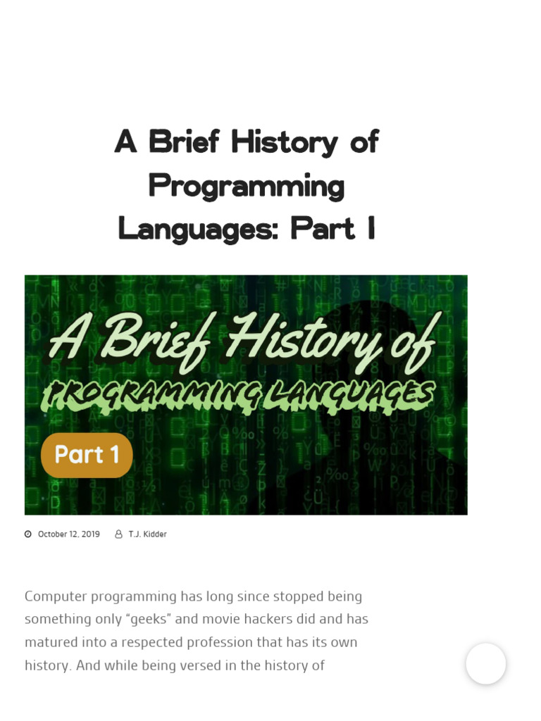 ? History of Programming Languages - Full Stack Programmer Cour | PDF ...