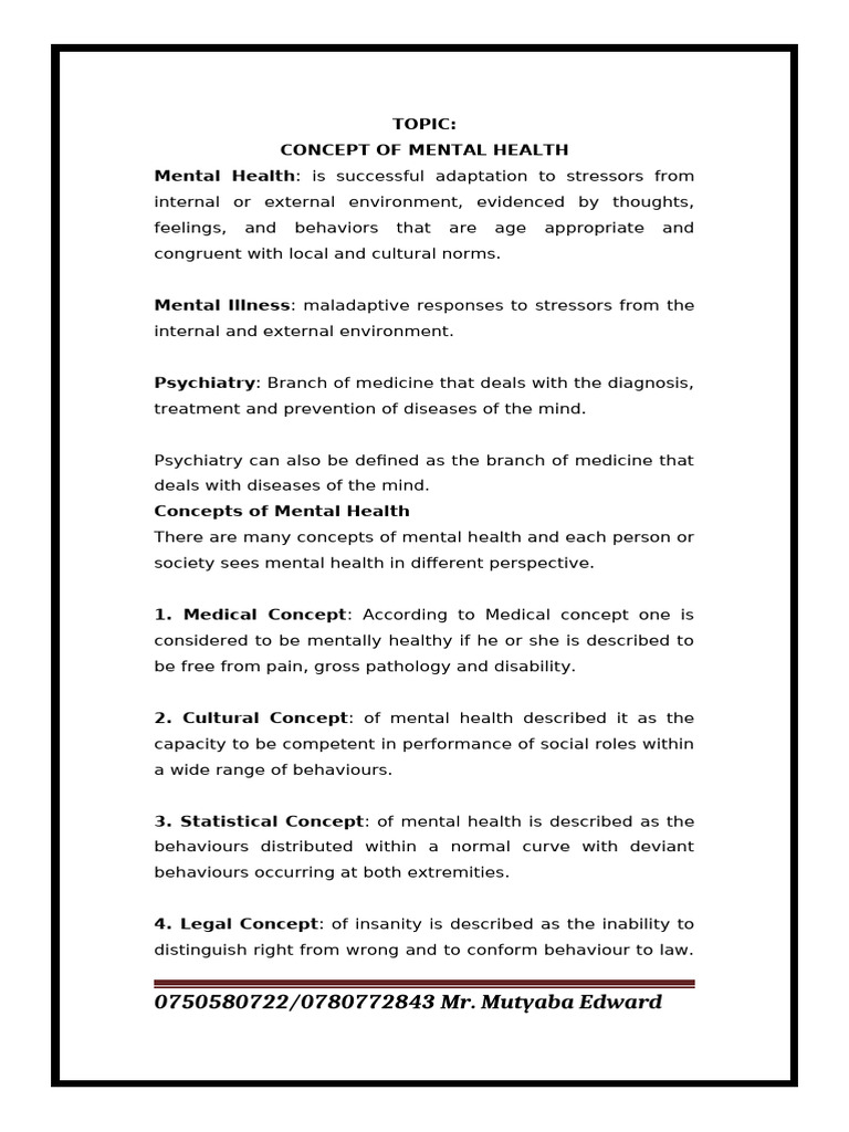 Mental Health Book | PDF | Mental Disorder | Psychiatry