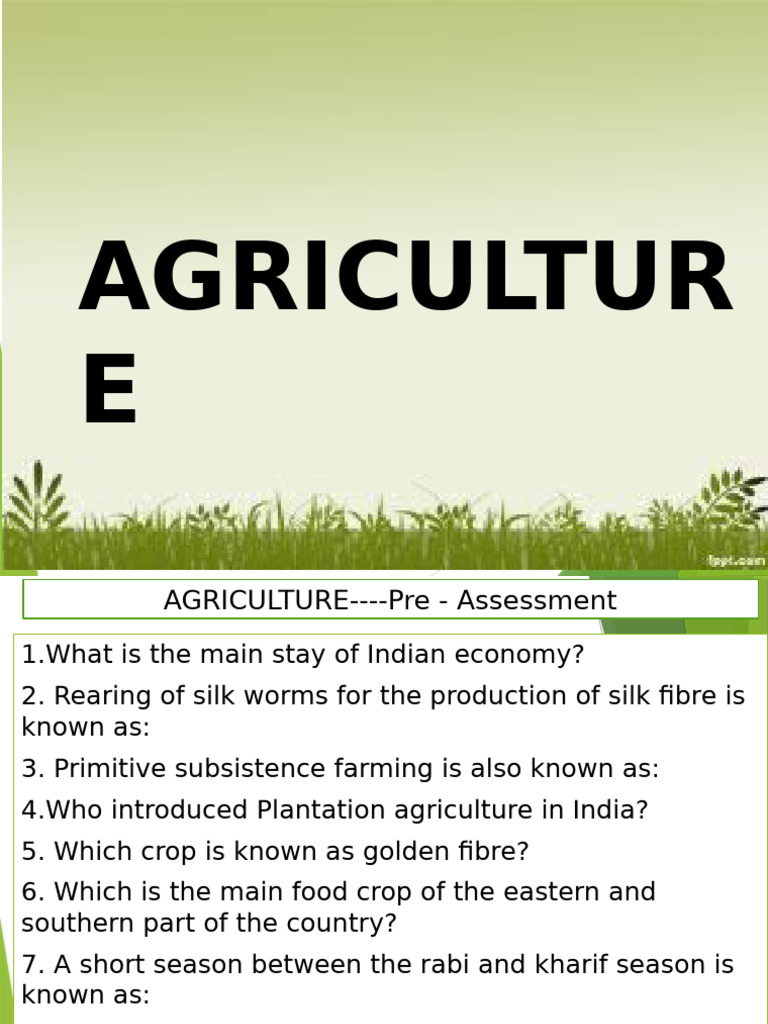 Indian Agriculture Overview | PDF | Agriculture | Intensive Farming