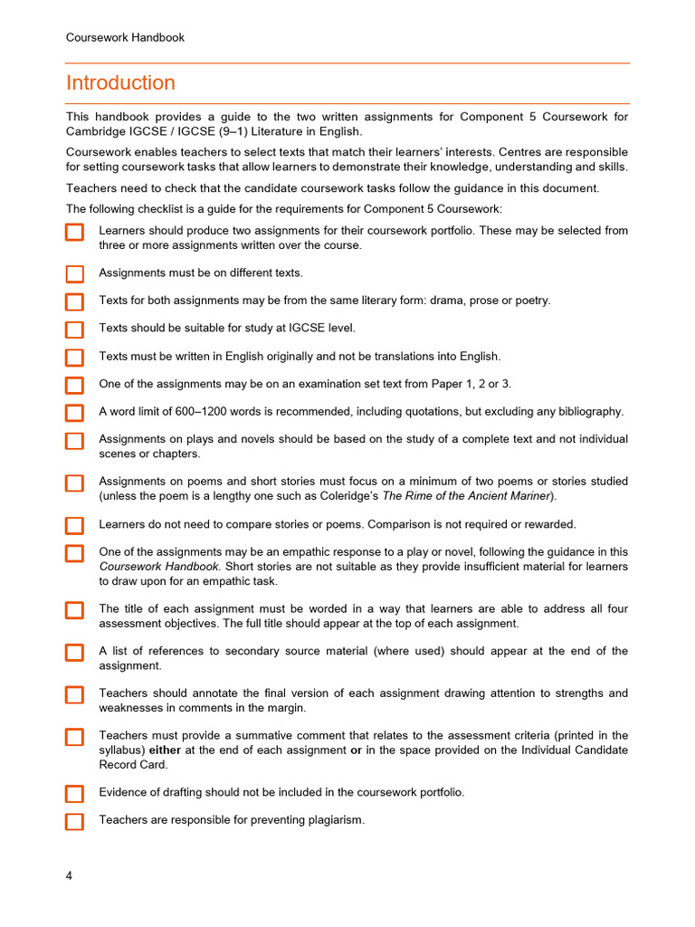 Cambridge IGCSE Literature Coursework Guide | PDF | Characters In Romeo ...