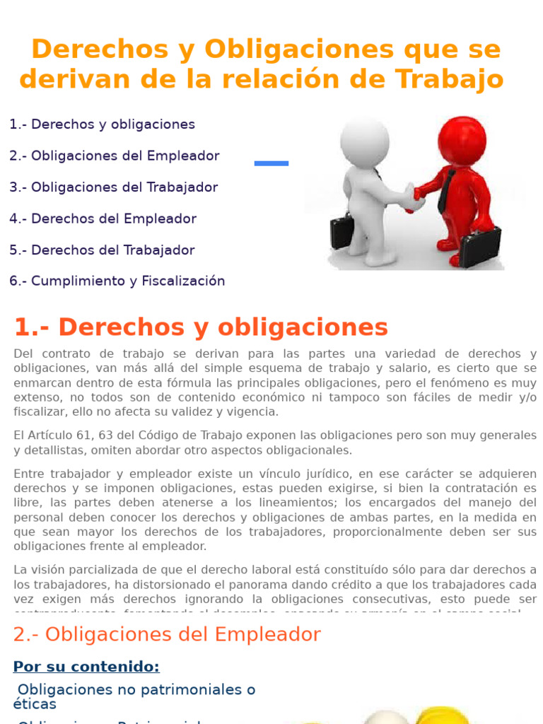 Derechos y Obligaciones Laborales | PDF | Derecho laboral | Salario