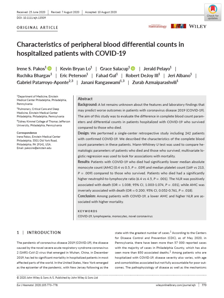 Ejh 13509 | PDF | White Blood Cell | Inflammation