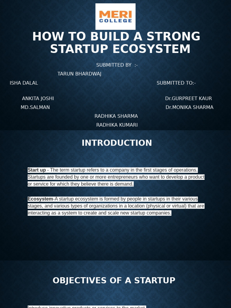 Building a Strong Startup Ecosystem | PDF | Startup Company | Small ...