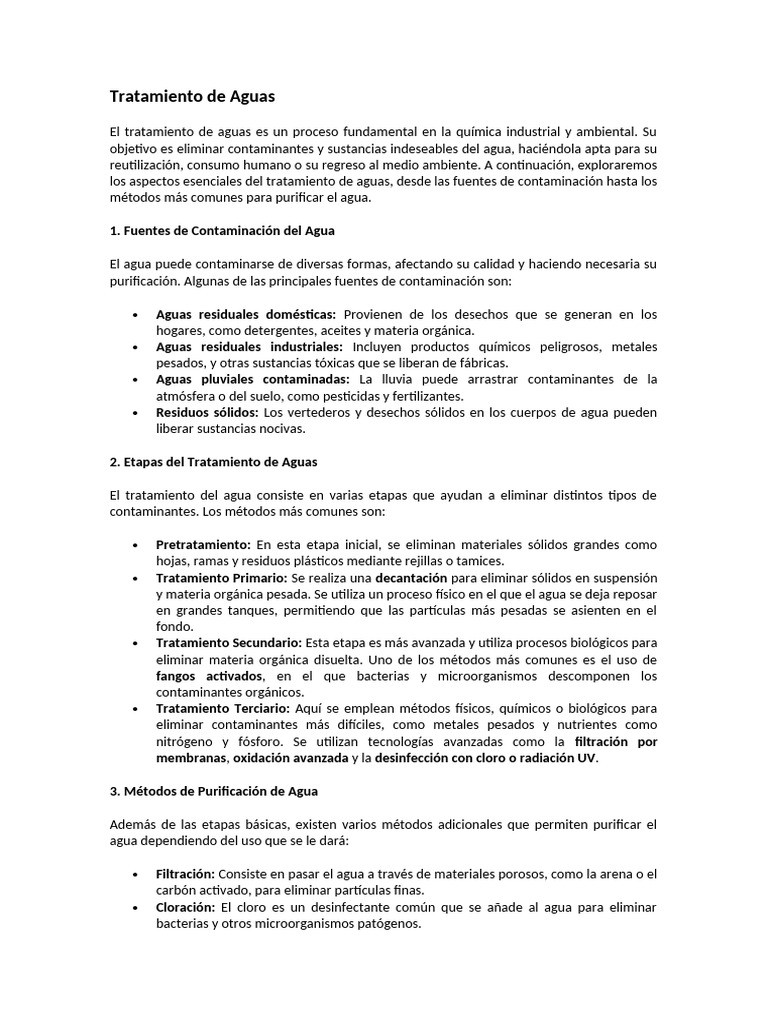 Guía Completa sobre Tratamiento de Aguas | PDF | Agua | Tratamiento de ...