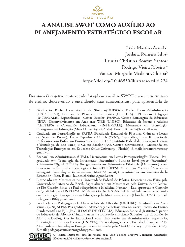 Análise SWOT no Planejamento Escolar | PDF | Business
