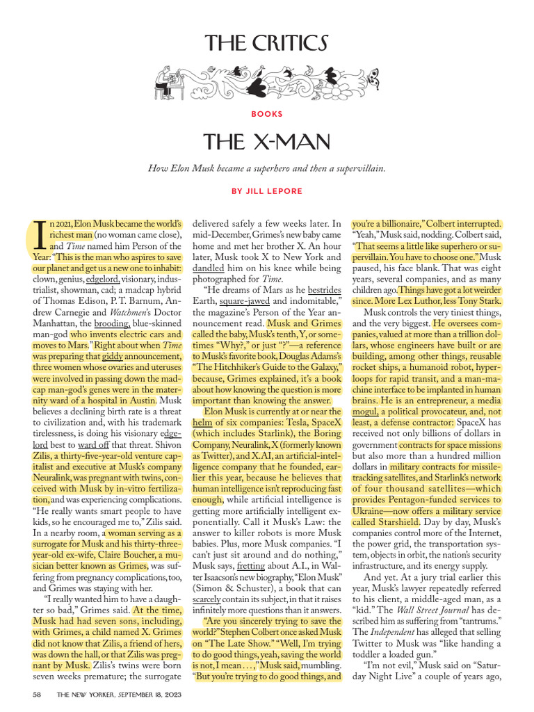 elon musk new yorker | PDF | Elon Musk
