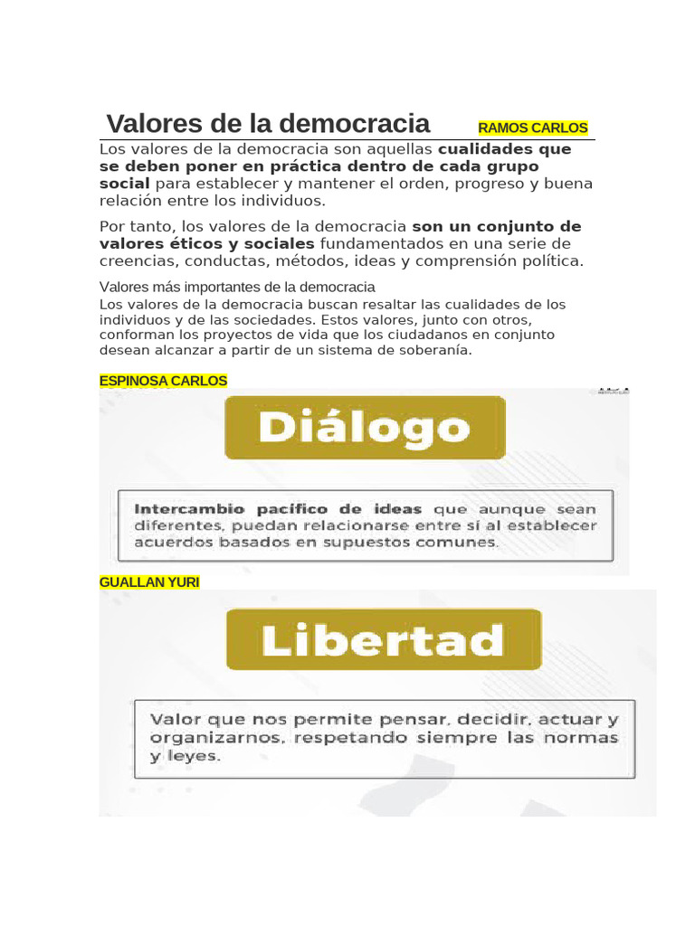 Valores de La Democracia | PDF | Política