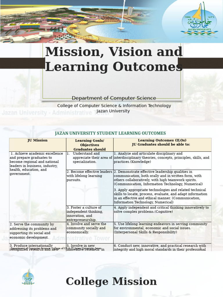 Jazan University Computer Science Mission & Goals | PDF | Artificial ...
