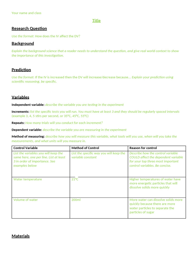 Criterion B Lab Report Format Guide | PDF | Water | Experiment