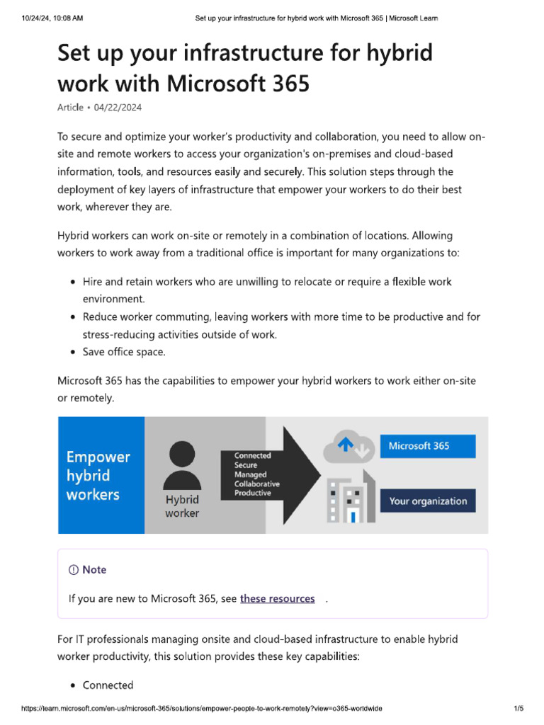 Set Up Your Infrastructure For Hybrid Work With Microsoft 365 | PDF