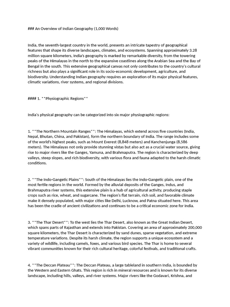Indian Geography: Diversity and Impact | PDF | Himalayas | River