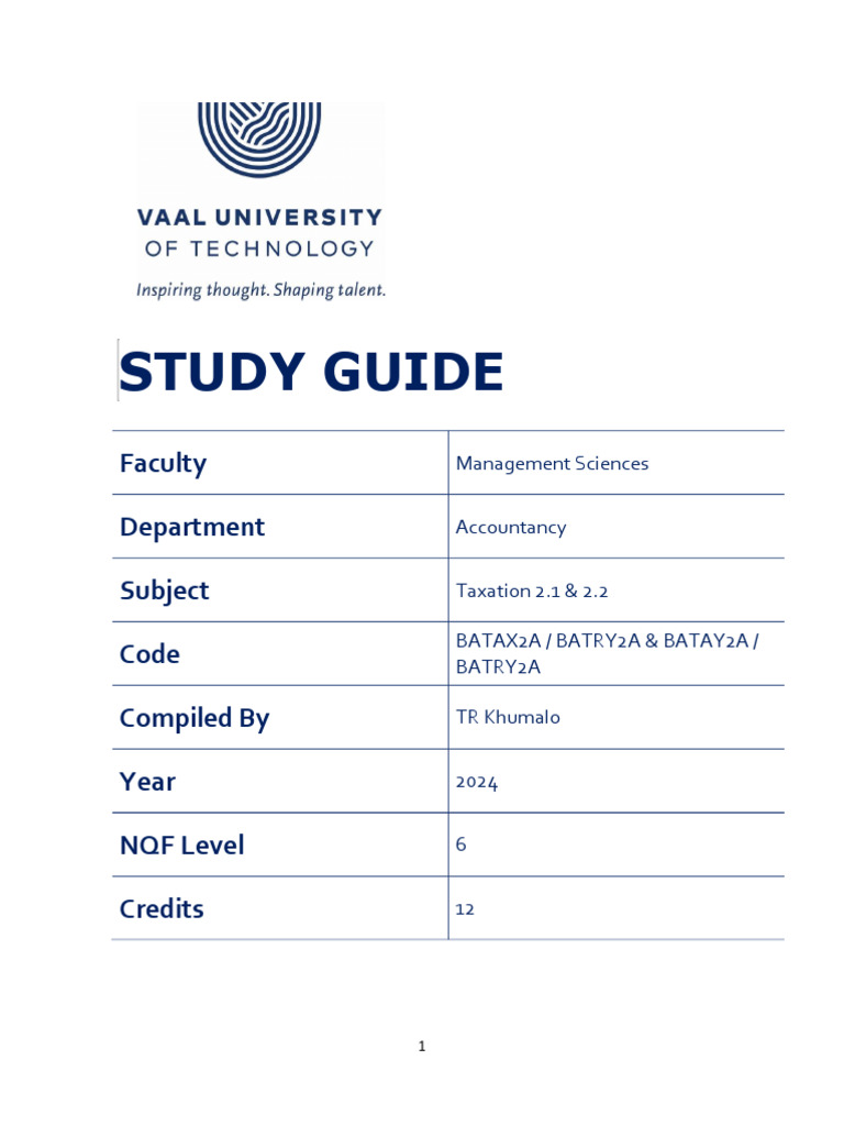 Learner Guide 2024 Pdf Taxes Tax Deduction