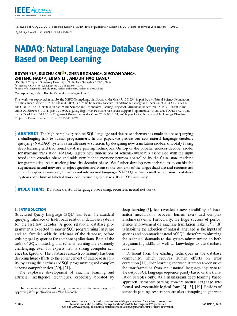 NADAQ: Deep Learning for SQL Queries | PDF | Databases | Deep Learning