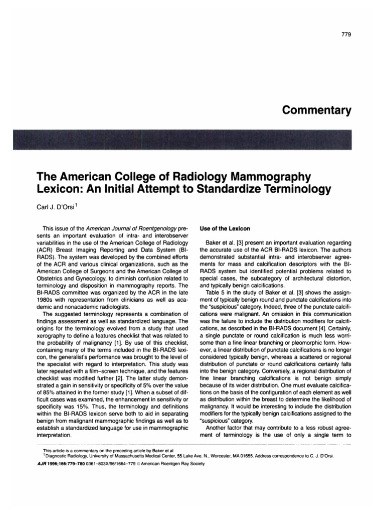The American College of Radiology | PDF | Mammography | Radiology