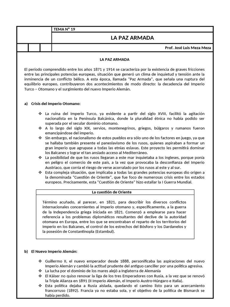Tema #22 - La Paz Armada | PDF | Austria Hungría | imperio Alemán
