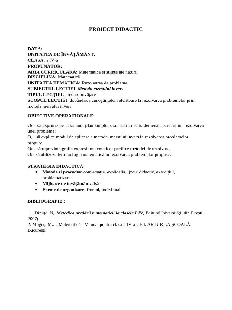 Proiect Matematica Mers Invers | PDF