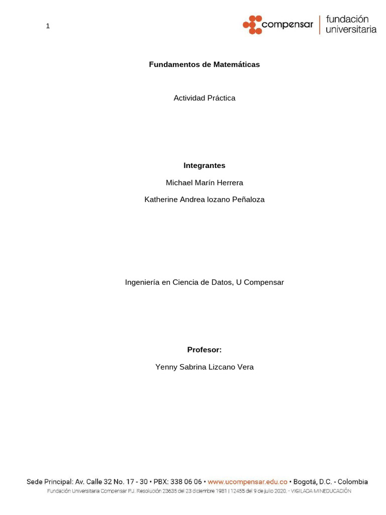 Actividad Práctica Matematicas | PDF