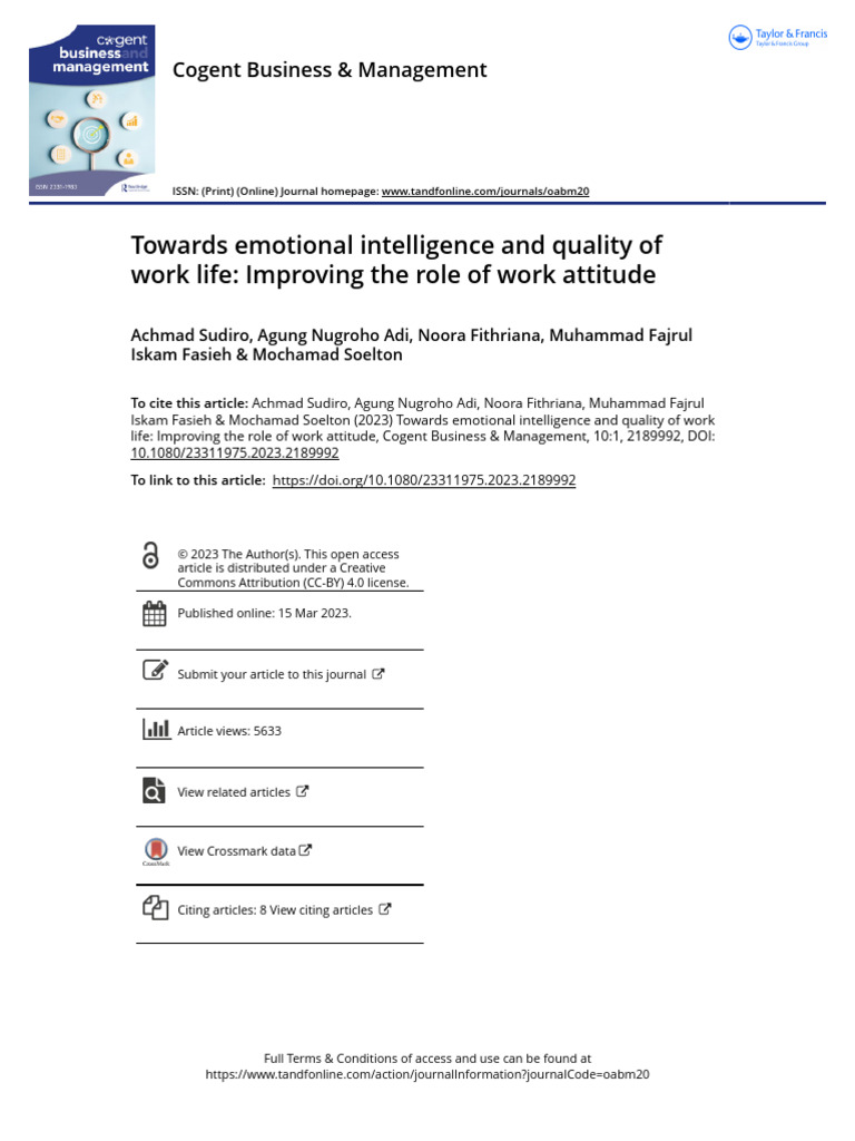 Emotional Intelligence and Work Life Quality | PDF | Job Satisfaction ...