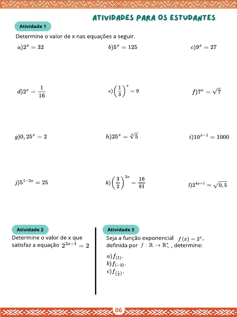 Exercícios Equação e Função Exponencial | PDF