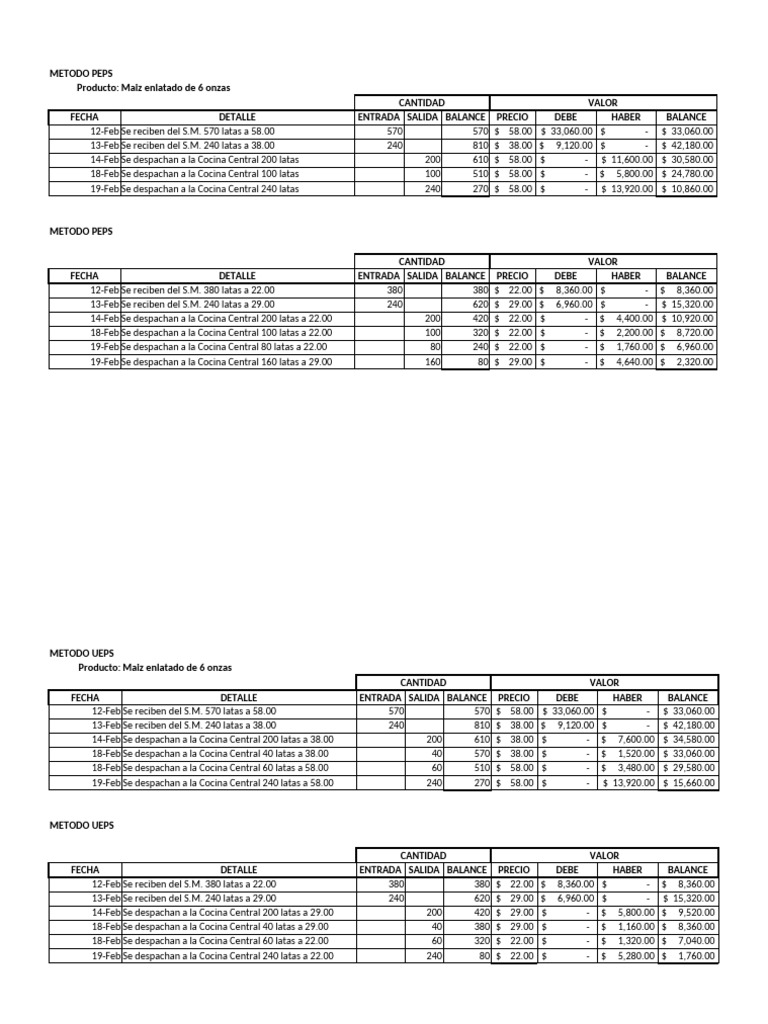 Formatos para Metodos de Inventarios | PDF