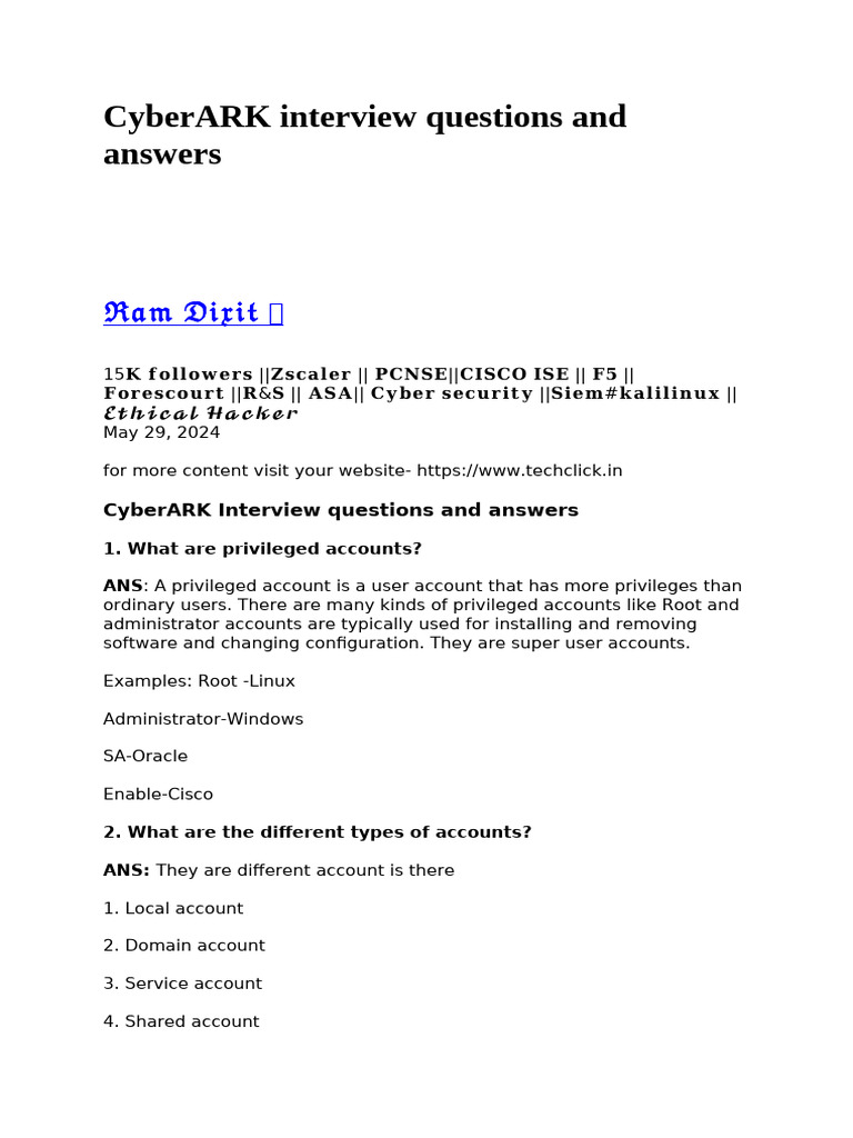 CyberARK Interview Questions and Answers | PDF | Remote Desktop