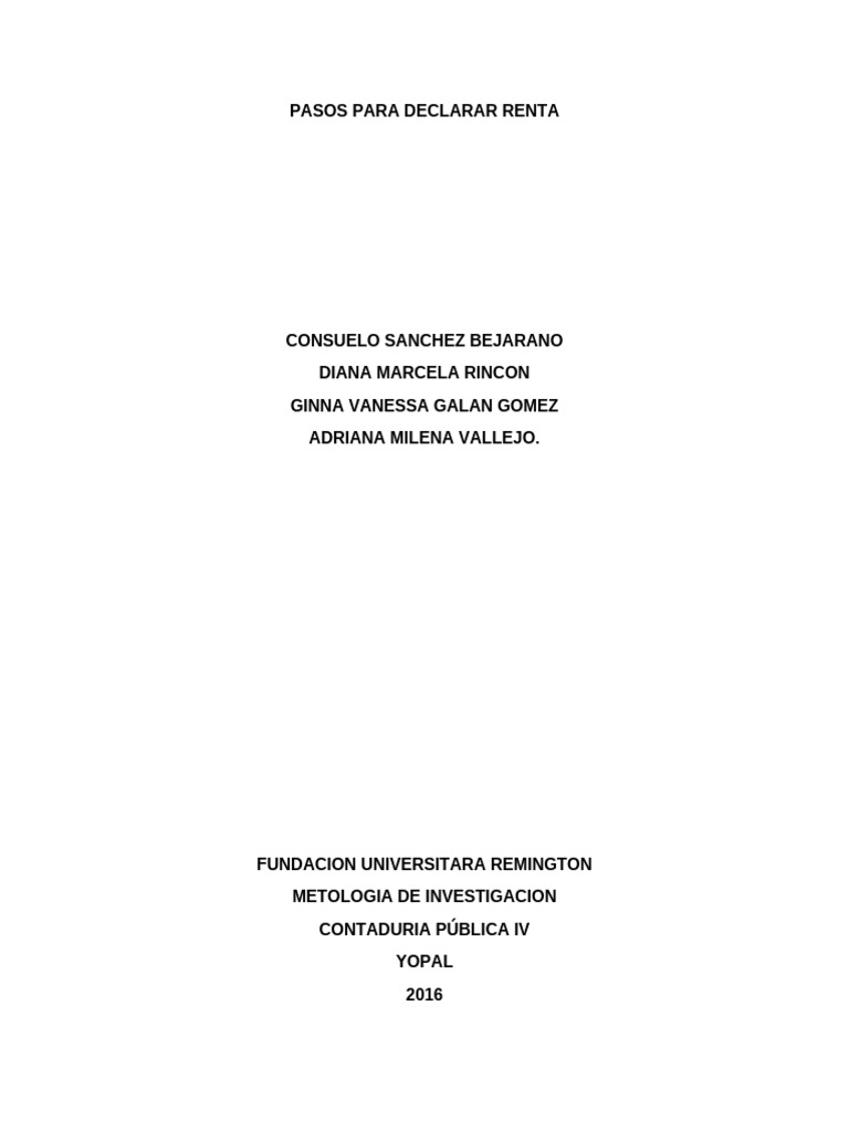 Pasos para Declarar Renta | PDF | Impuestos | Impuesto sobre la renta