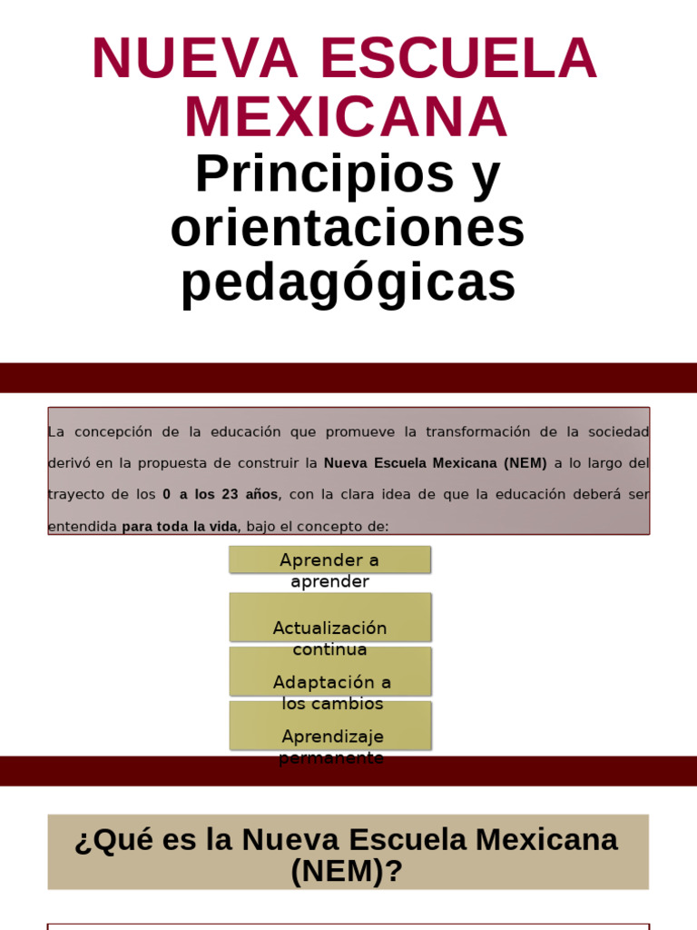 Principios de la Nueva Escuela Mexicana | PDF | Maestros | Escuelas