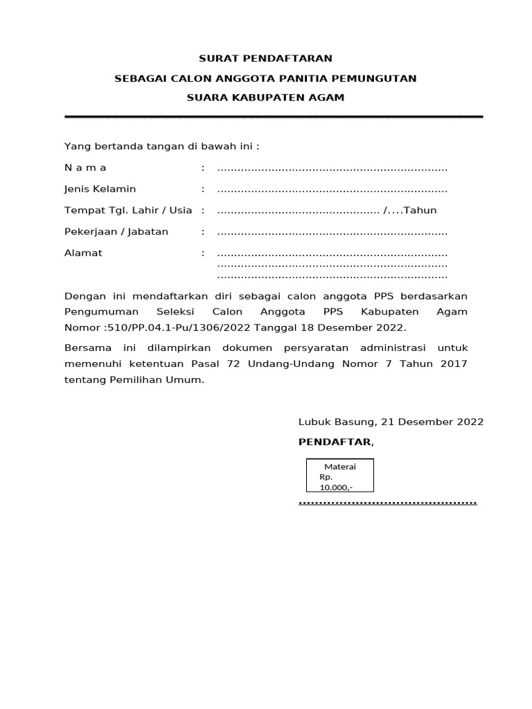 Form-Pendaftaran-Pps Rara | PDF