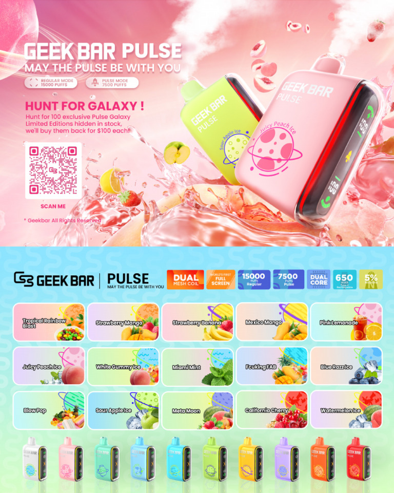 geek bar flavor pamphlet Geekbar PULSE Card 0928 Select Flavor ::Raspberry Zingt Box Kit Elf Bar Dual 10K