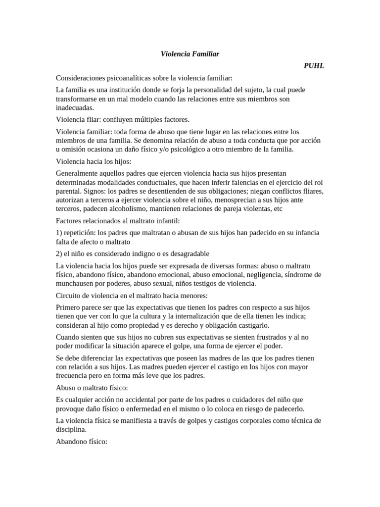 Violencia emocional en la familia | PDF | Abuso infantil | Violencia ...