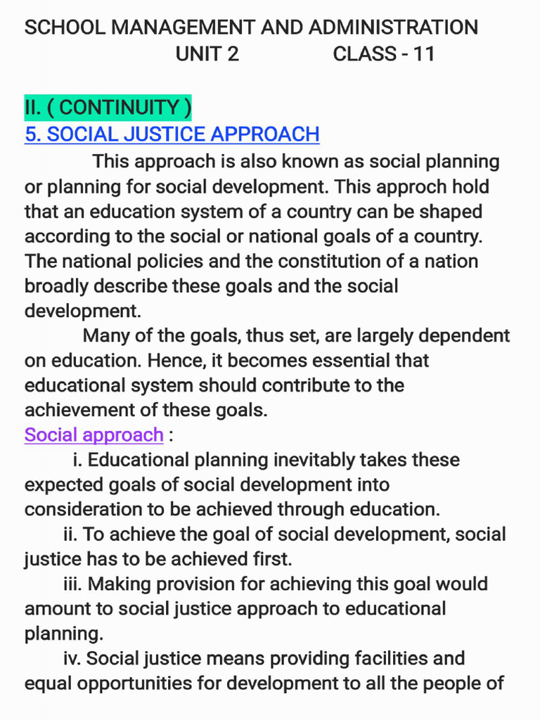 School Management and Administration - Unit 2 - Class 11 | PDF