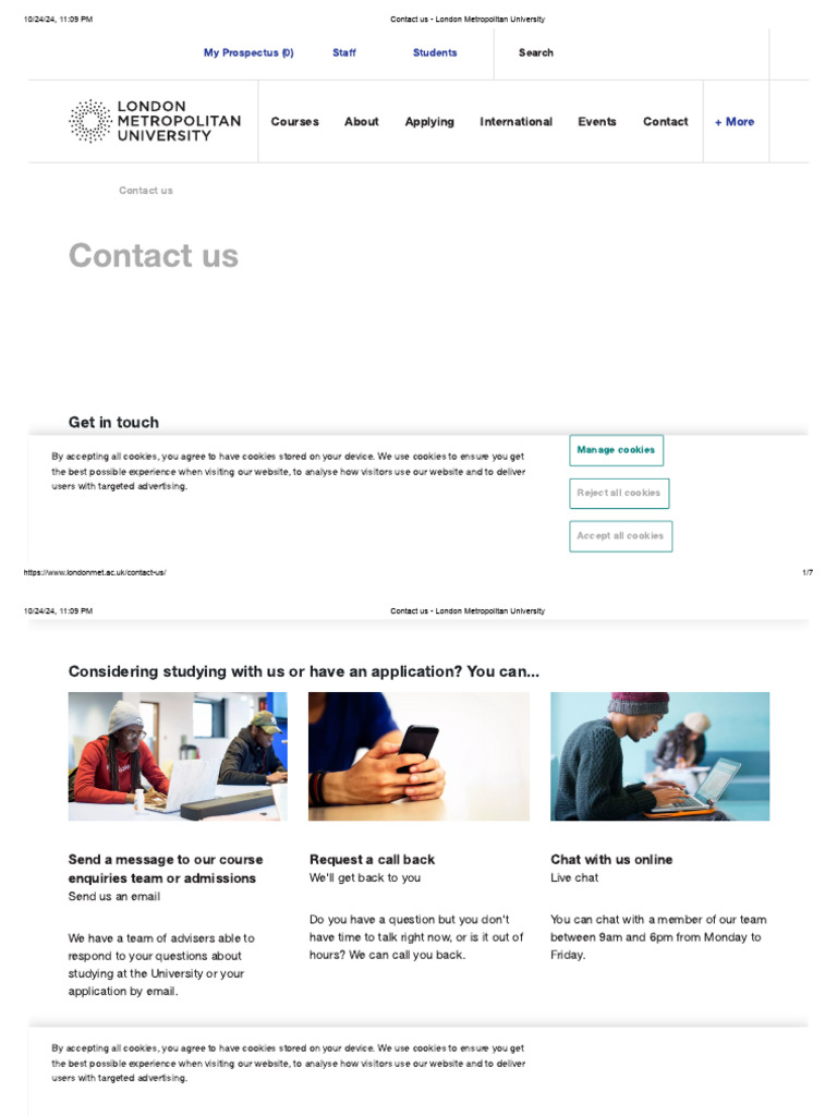 Contact Us - London Metropolitan University | PDF | Http Cookie ...