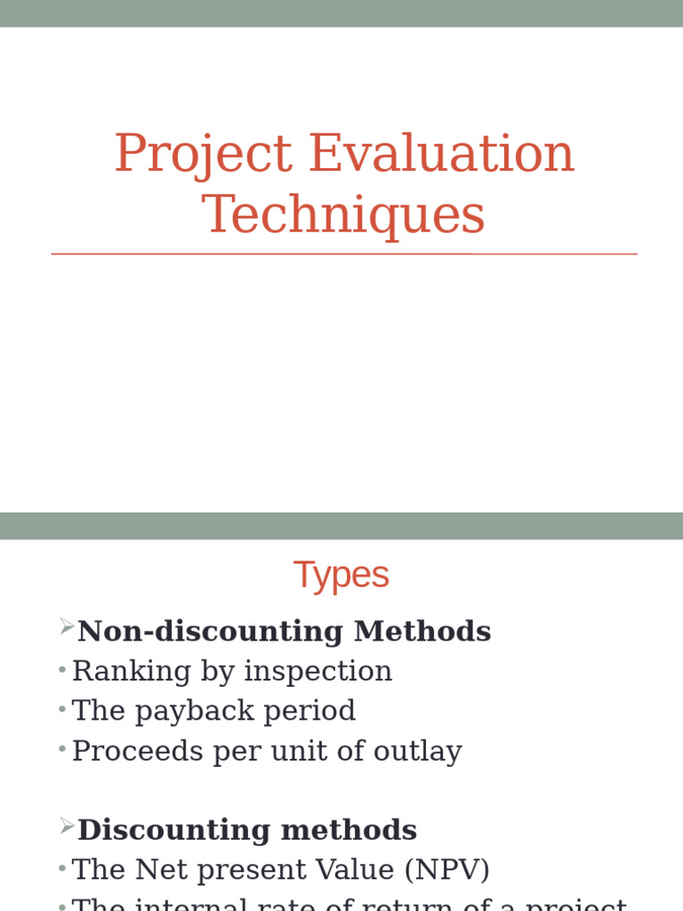 Project Evaluation Techniques Explained | PDF | Internal Rate Of Return ...