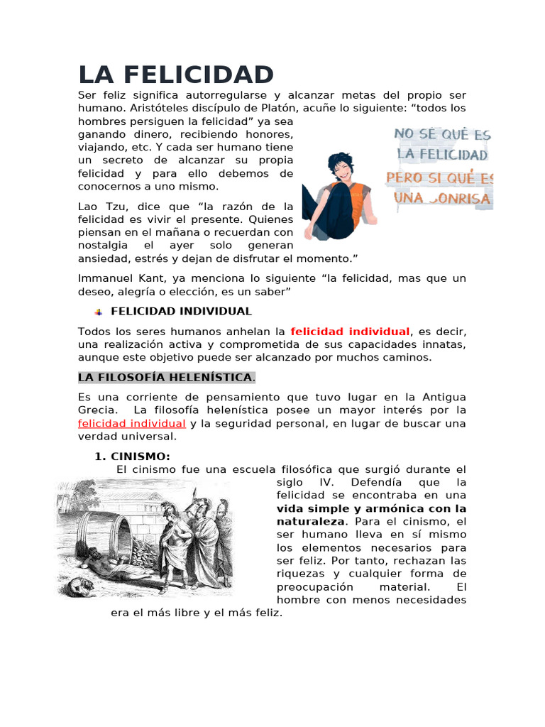 Filosofía de la Felicidad Individual | PDF | Felicidad | Filosofía ...
