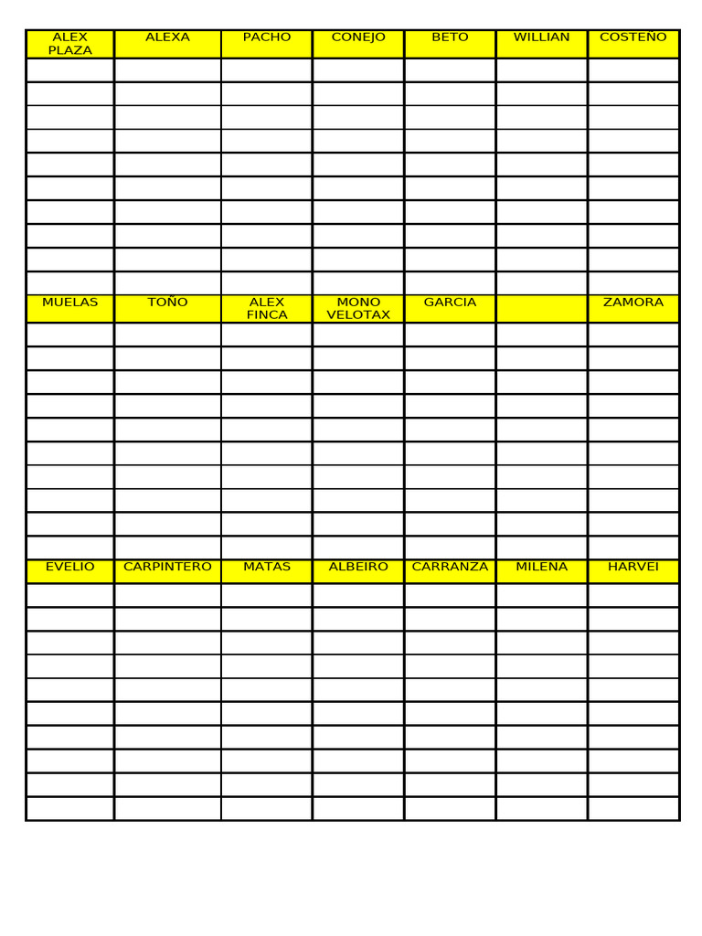 Tabla Lista Para Imprimir | PDF