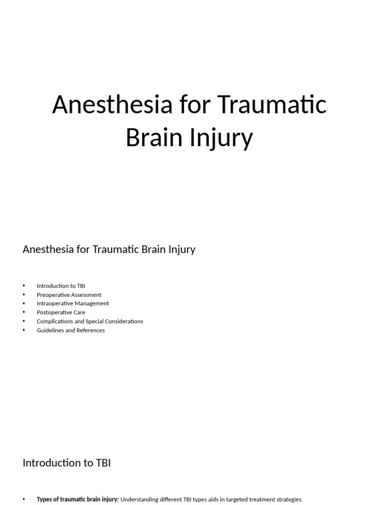 Anesthesia Strategies for TBI Management | PDF | Traumatic Brain Injury ...