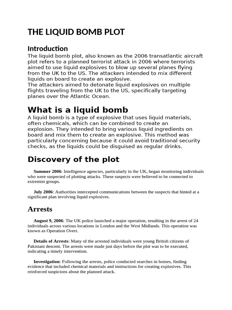 The Luquid Bomb Plot Pdf National Security Man Made Disasters