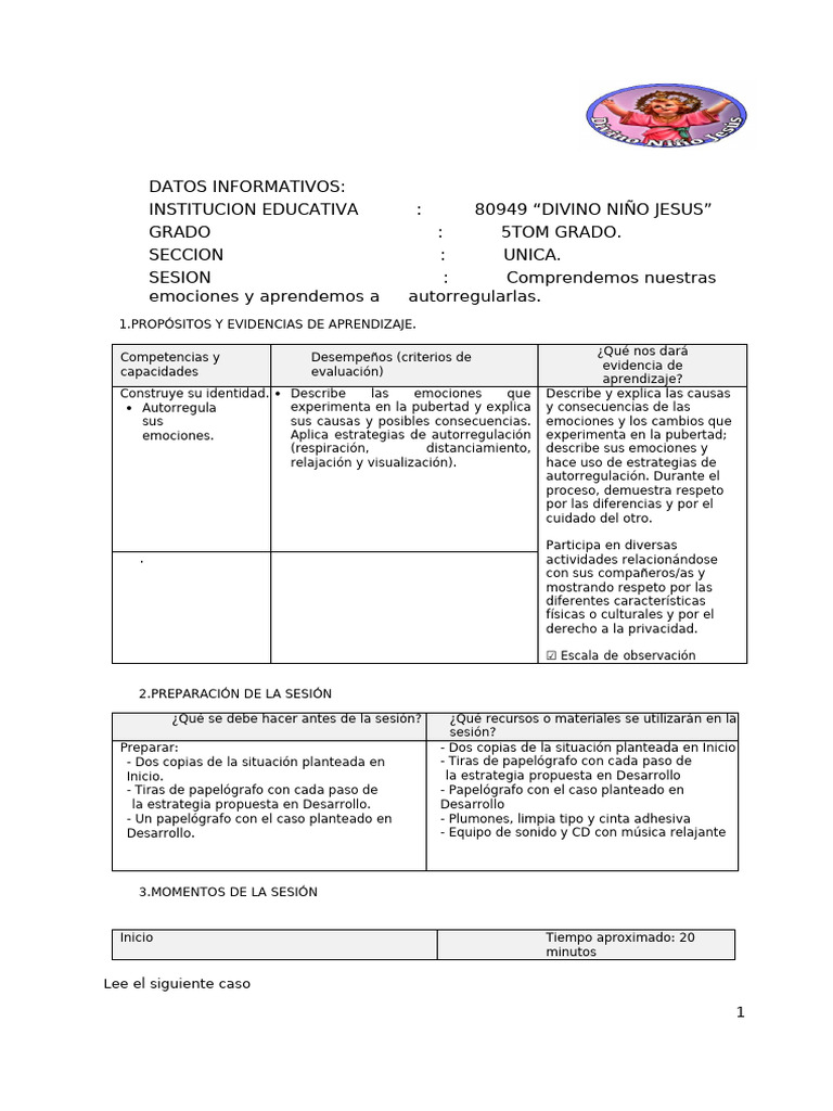 Sesion Las Emociones | PDF | Las emociones | Aprendizaje