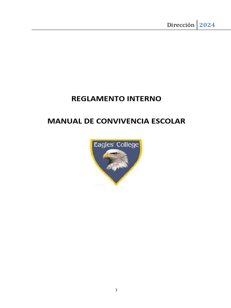 Reglamento Interno de Convivencia Escolar 2024 | PDF | Derechos de los ...