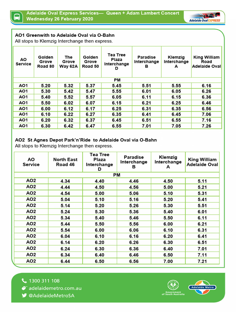 AOX Bus Timetables Queen+++Adam+Lambert+Concert+Weednesday+26+ February ...