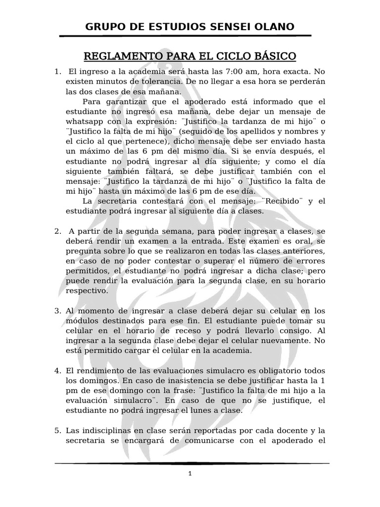 Reglamento Básico | PDF