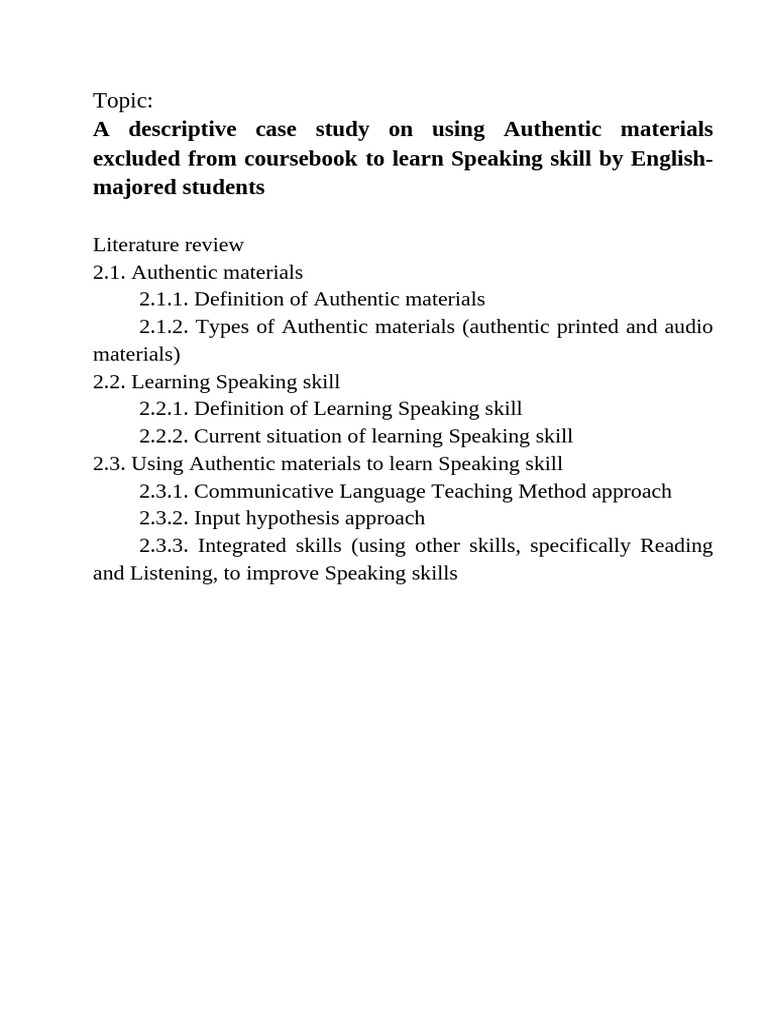 Using Authentic Materials to Enhance Speaking Skills | PDF