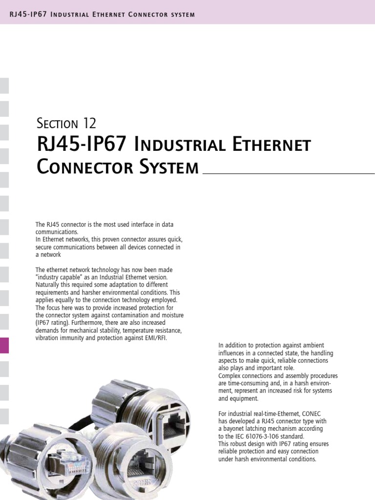 RJ45IP67 Industrial Connector System Section 12 PDF Electrical Connector Equipment