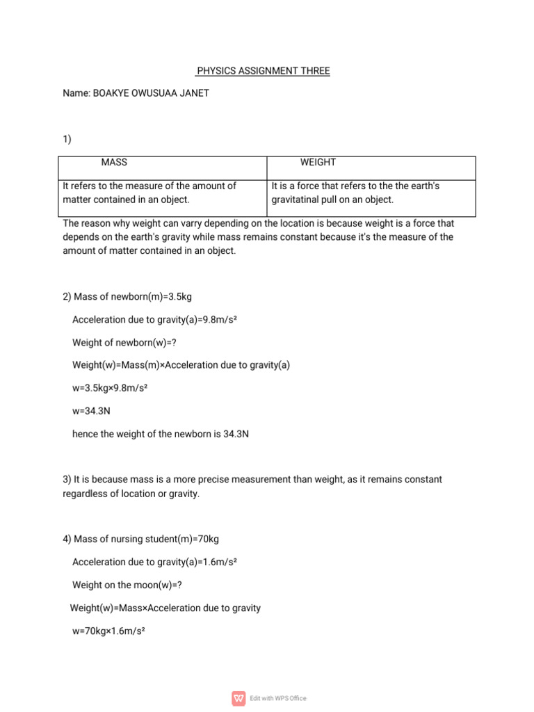 Understanding Mass and Weight in Physics | PDF | Weight | Mass